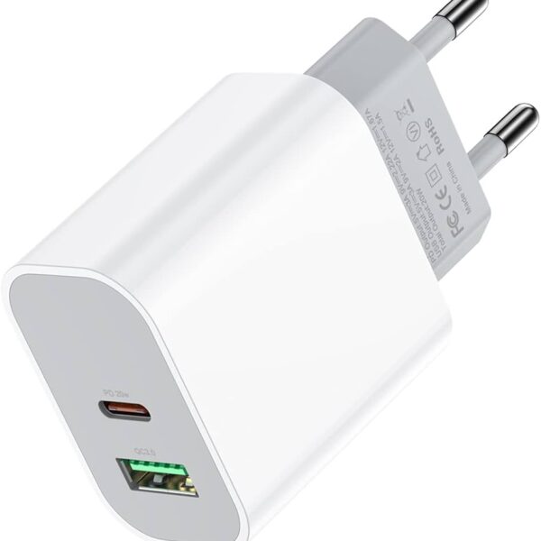 SIIPRO CARICABBATTERIEUSB-A + USB-C 20W BIANCO
