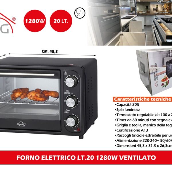 DCG FORNO ELETTRICO VENTILATO 20 LT 1280W