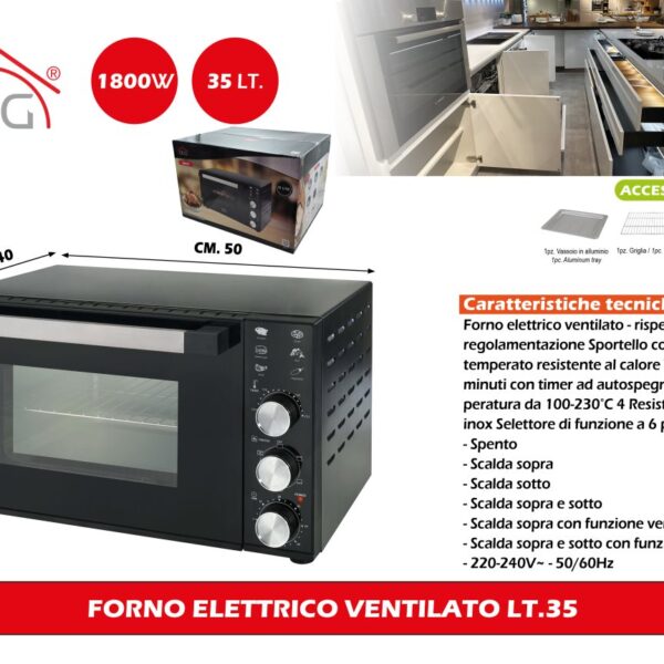 DCG FORNO ELETTRICO VENTILATO 35 LT 1800W