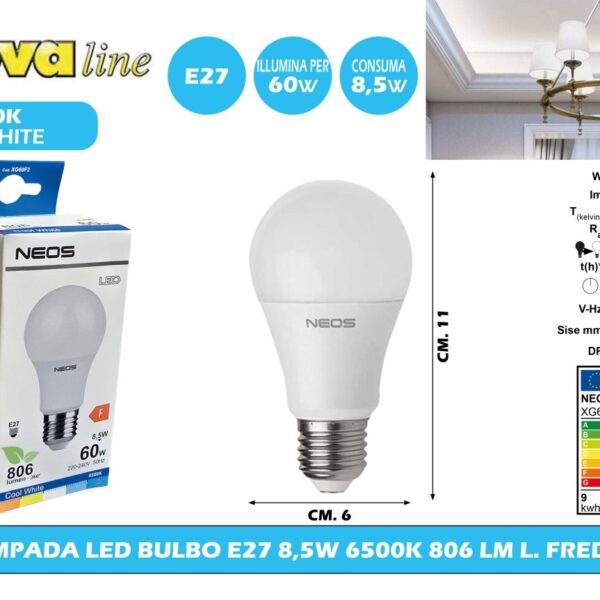 LAMPADA (10PZ) 8.5W LED E27 NOVALINE