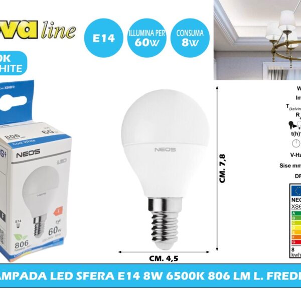 LAMPADA 8 W (10PZ) LED A SFERA E14 NOVALINE