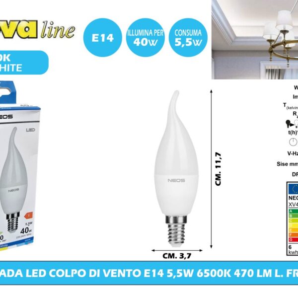 LAMPADA 5.5 W (10PZ) LED A COLPO DI VENTO E14 NOVALINE