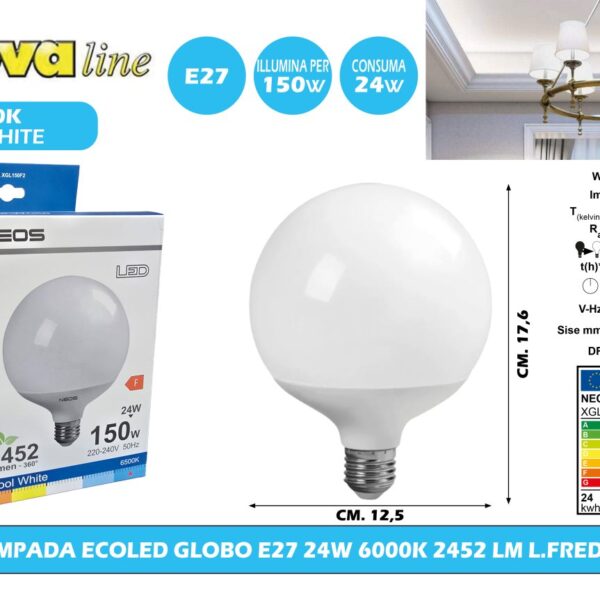 GLOBO 24W (3pz) 6000K L.FREDDA NOVALINE