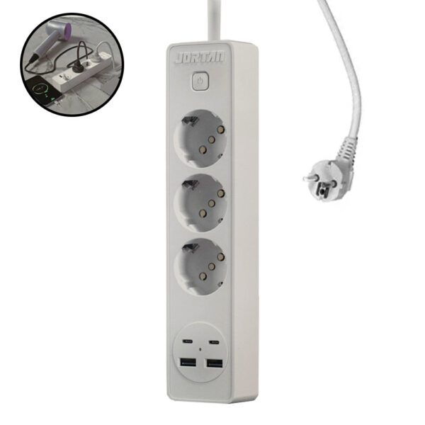 MULTIPRESA 3 POSTI + 2 USB A + 2 TYPE-C