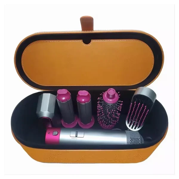 Asciugacapelli 5 In 1 Set Spazzole Capelli Pettine Ad Aria Calda Arricciacapelli con cofanetto in similpelle
