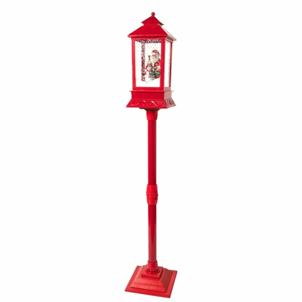 LAMPIONE ALTO CON DECORAZIONE NEVE IN MOVIMENTO E BABBO NATALE