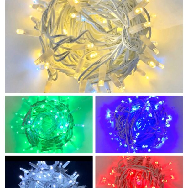 CATENA LUMINOSA 100 LED 10 MT CON FILO BIANCO IP 65